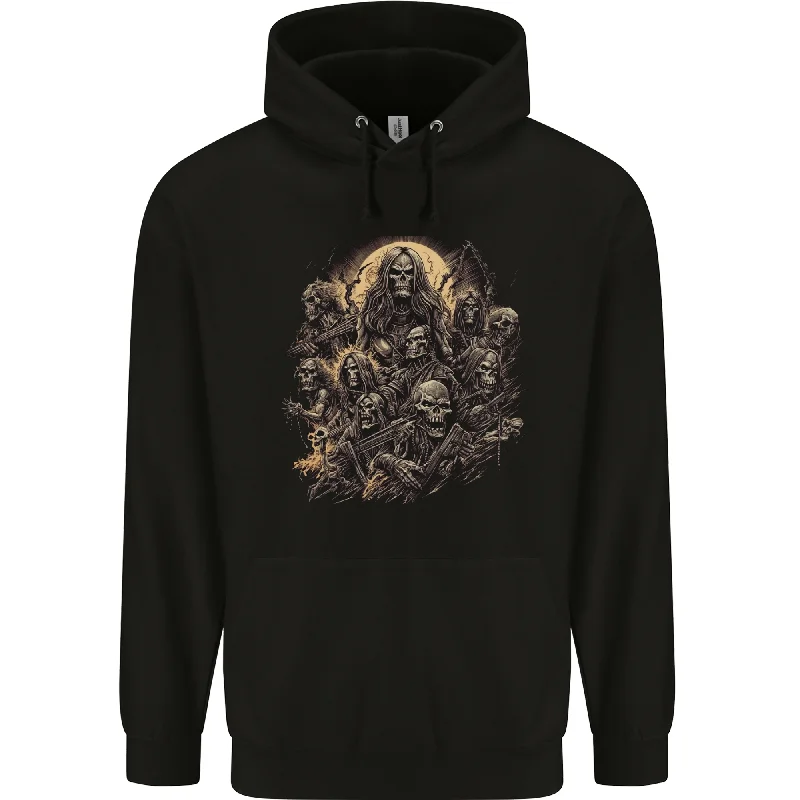 Weekend Deal Heavy Metal Skull Rock Band Biker Music Grim Reaper Mens 80% Cotton Hoodie