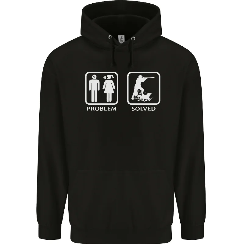 Online Only Hunting Problem Solved Funny Hunter Mens 80% Cotton Hoodie