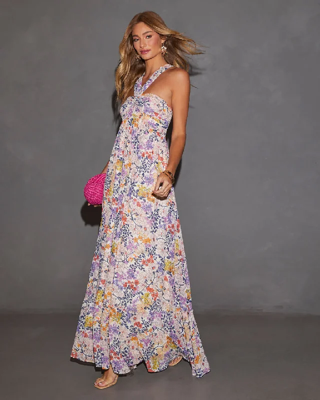 Can't Miss Aulani Halter Neck Printed Empire Maxi Dress