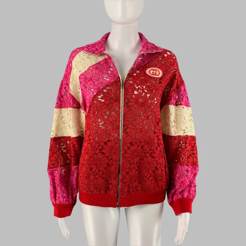 Closeout Sale GUCCI Size XXS Red Pink Viscose Color Block Jacket