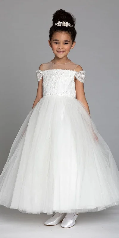 Super Deal Illusion Off The Shoulder Lace Embroidered Dress