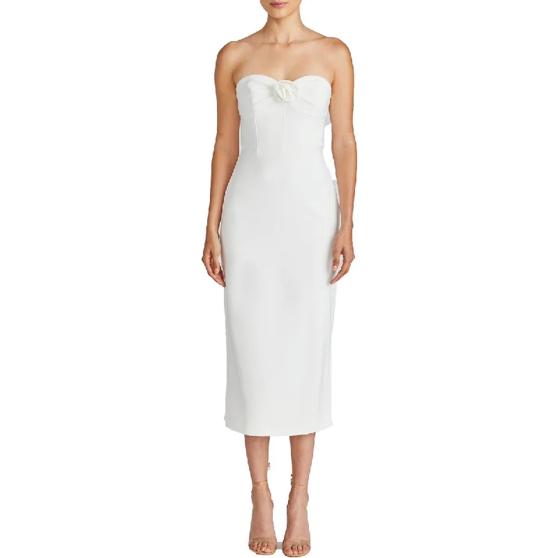 Must-Have Deals ML Monique Lhuillier Womens Rosette Mid Calf Midi Dress