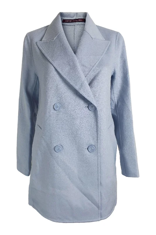 Crazy Deals COMPTOIR DES COTONNIERS Wool and Silk Blend Heather Blue Lintot Pea Coat (FR 42)