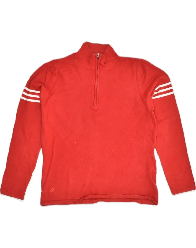 Price Drop ADIDAS Womens Climalite Zip Neck Sweatshirt Jumper UK 14 Medium Red Cotton