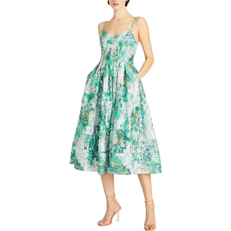 Crazy Deals ML Monique Lhuillier Womens Pleated Mid Calf Midi Dress