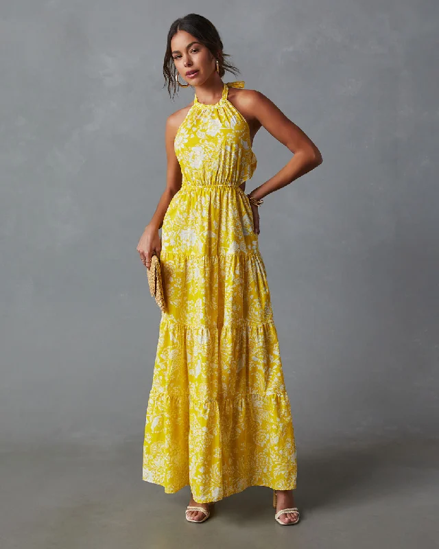 Low Prices Amalia Halter Neck Tiered Maxi Dress