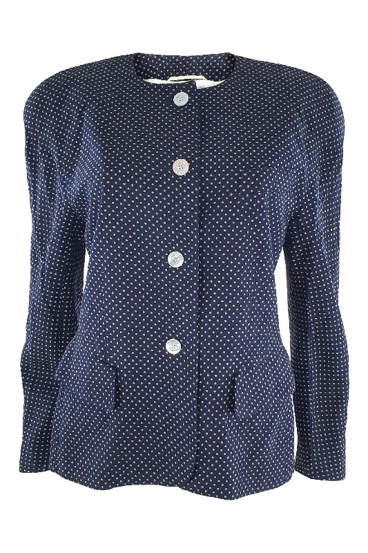 Quick Sale ESCADA Navy Blue Wool Blend Polka Dot Blazer (38)