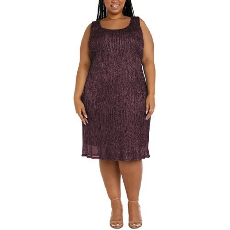 Special Discount R&M Richards Womens Plus Crinkled Metallic Cocktail Dress
