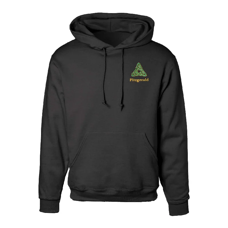 Hurry In Celtic Triangle Knot Embroidered Personalized Hoodie- Black