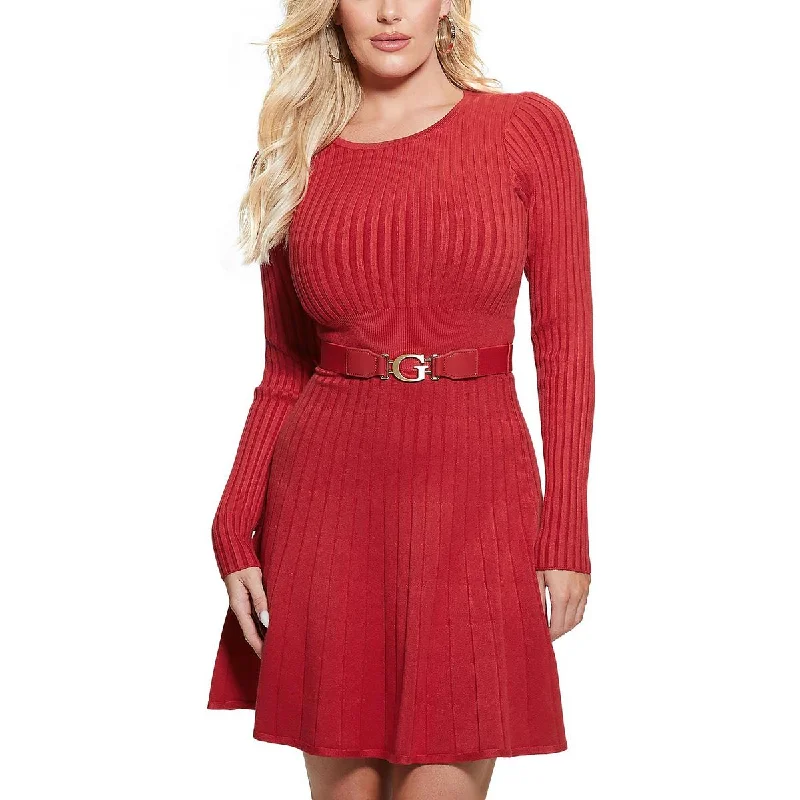 Daily Deals Guess Womens Mini Sweater Dress Fit & Flare Dress