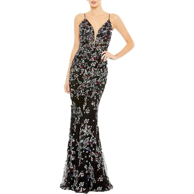 Deep Discounts Mac Duggal Womens Corset Illusion Evening Dress