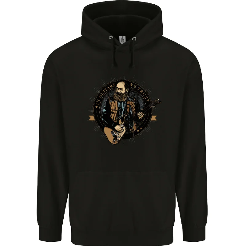 Midnight Madness In Guitars we Trust Guitarist Acoustic Mens 80% Cotton Hoodie