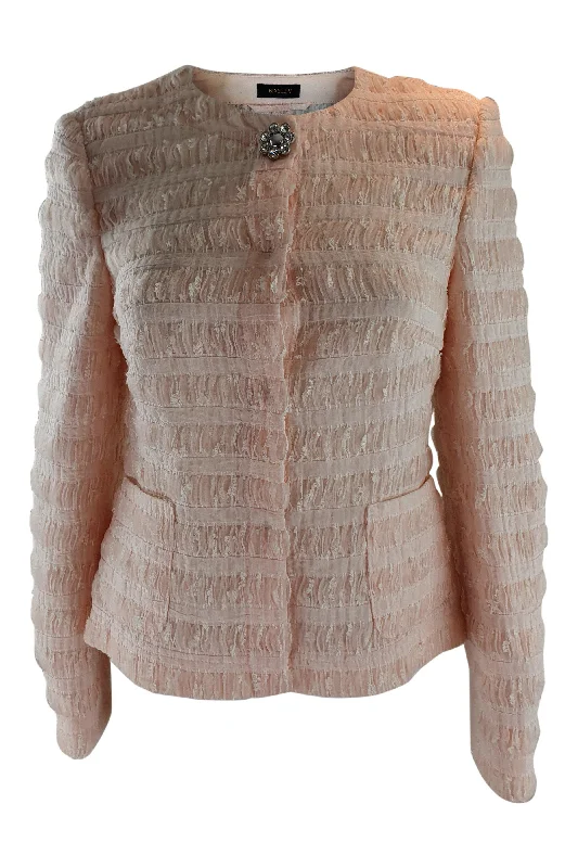 Deep Discounts BASLER Women's Frosted Pink Cotton Blend Long Sleeve Jacket (UK 10)