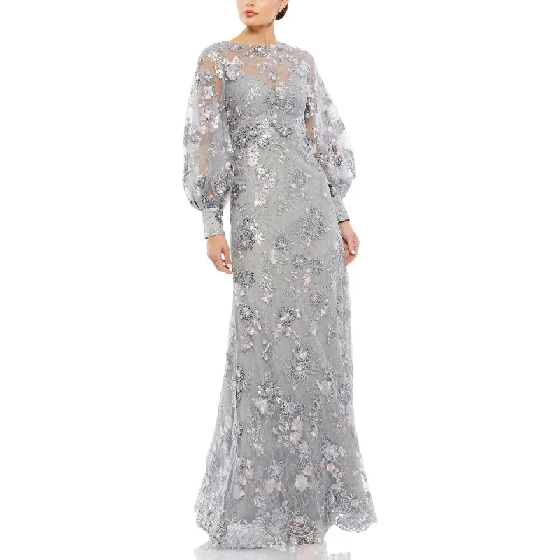 Lowest Price Mac Duggal Womens Sequined Floral Evening Dress