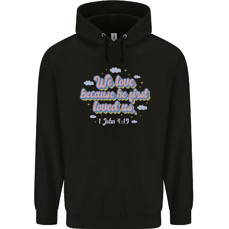 Massive Deals He First Loved Us Christian Jesus God Christ Mens 80% Cotton Hoodie