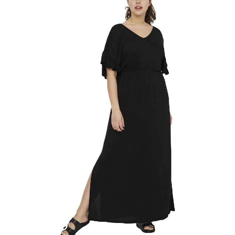 Bonus Savings Vero Moda Womens Plus Curve Side Slit V Neck Maxi Dress