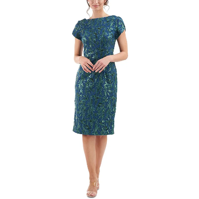 Seasonal Sale JS Collections Womens Embroidered Sequined Sheath Dress