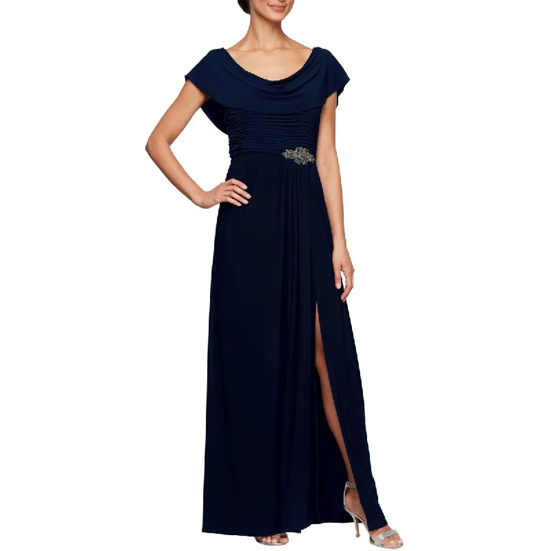 Closeout Alex Evenings Womens Petites Cowl Neck Embellished Evening Dress