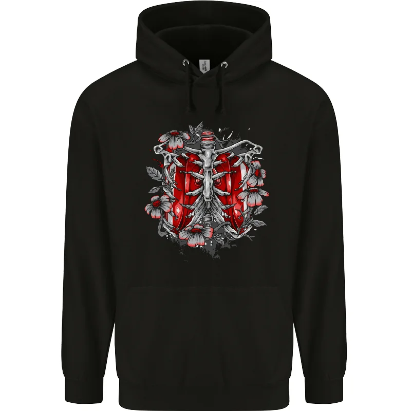 Lowest Price Gothic Rib Cage Skeleton Skull Goth Fantasy Mens 80% Cotton Hoodie