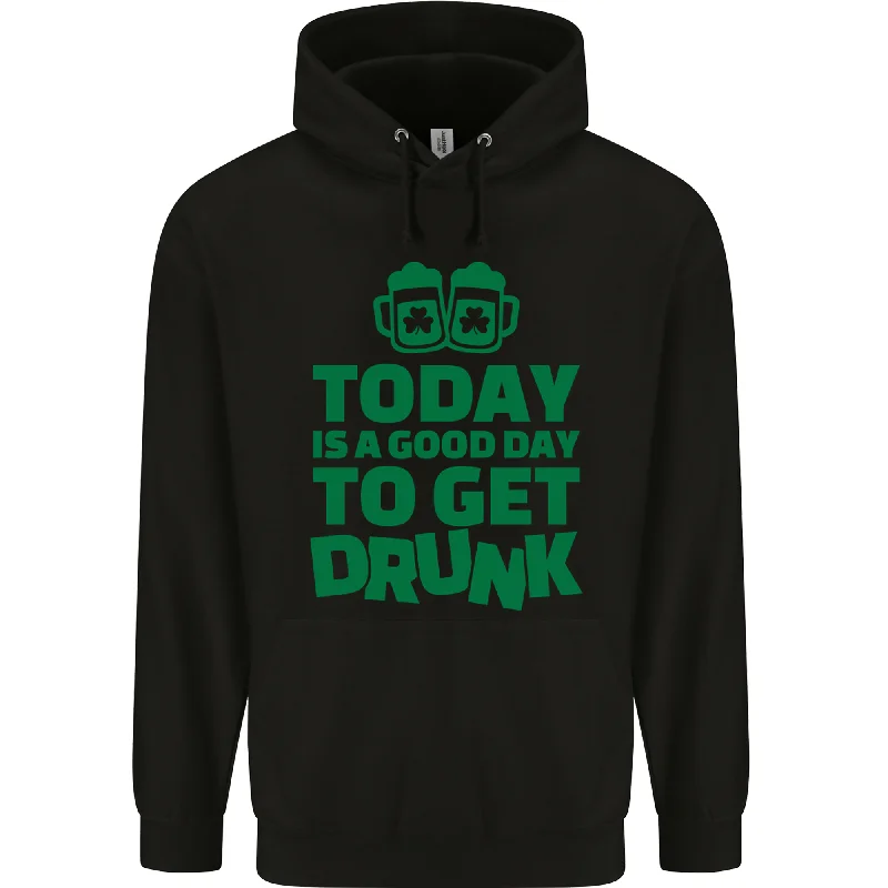One-DAY Sale Good Day to Get Drunk St Patricks Day Mens 80% Cotton Hoodie