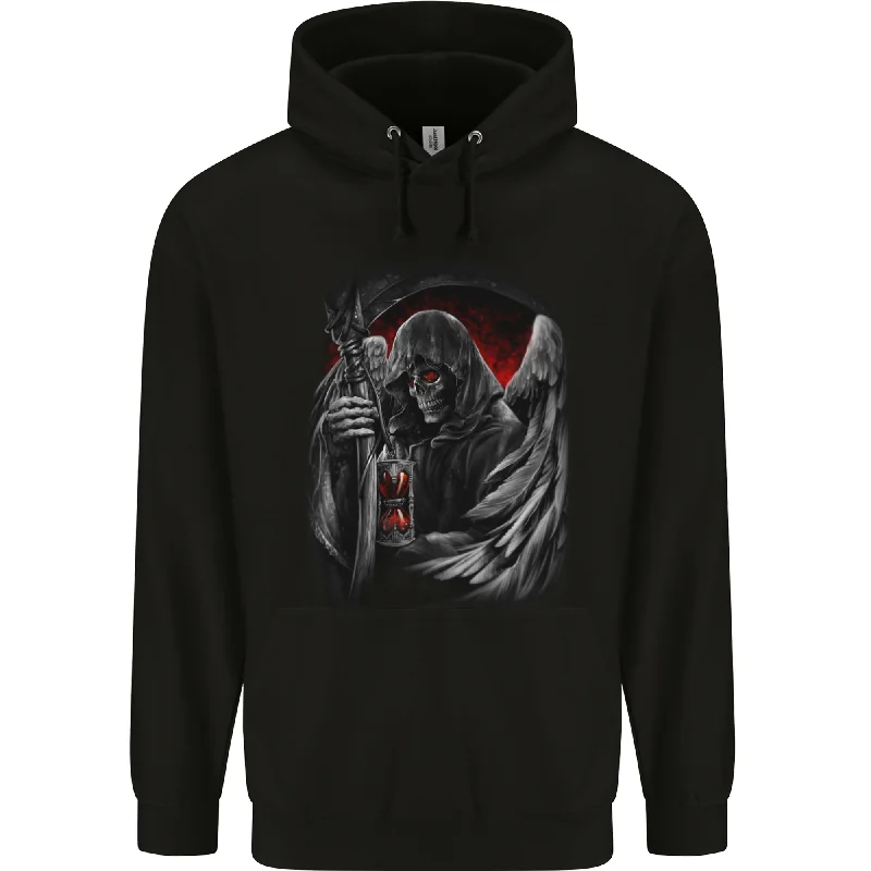 Doorbuster Deal Grim Reaper Biker Gothic Heavy Metal Skull Mens 80% Cotton Hoodie