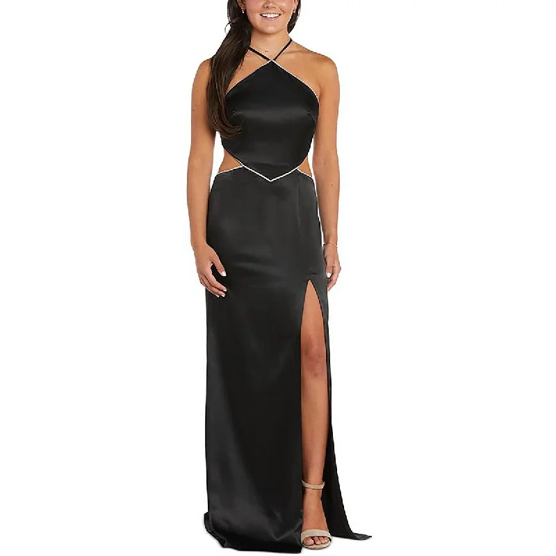 Take Advantage Morgan & Co. Womens Cut-Out Halter Neck Evening Dress
