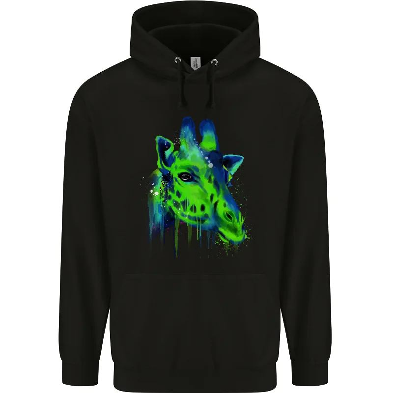 Huge Discounts Giraffe Watercolour Mens 80% Cotton Hoodie