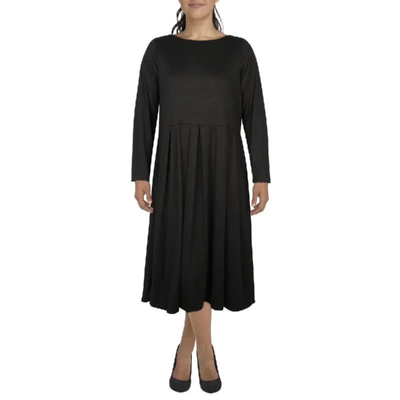 Best Bargains 24seven Comfort Apparel Womens Plus Pleated Jersey Midi Dress