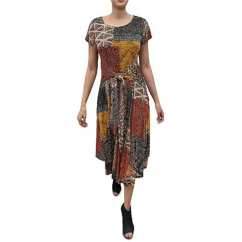 Lowest Price Signature By Robbie Bee Womens Printed Tie Waist Midi Dress