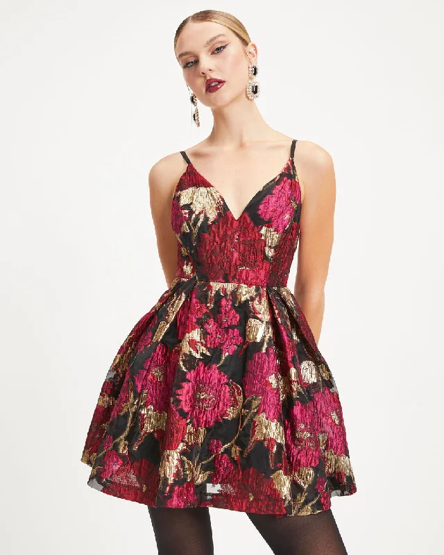 New Markdowns Fairest Of Them All Floral Metallic Organza Mini Dress