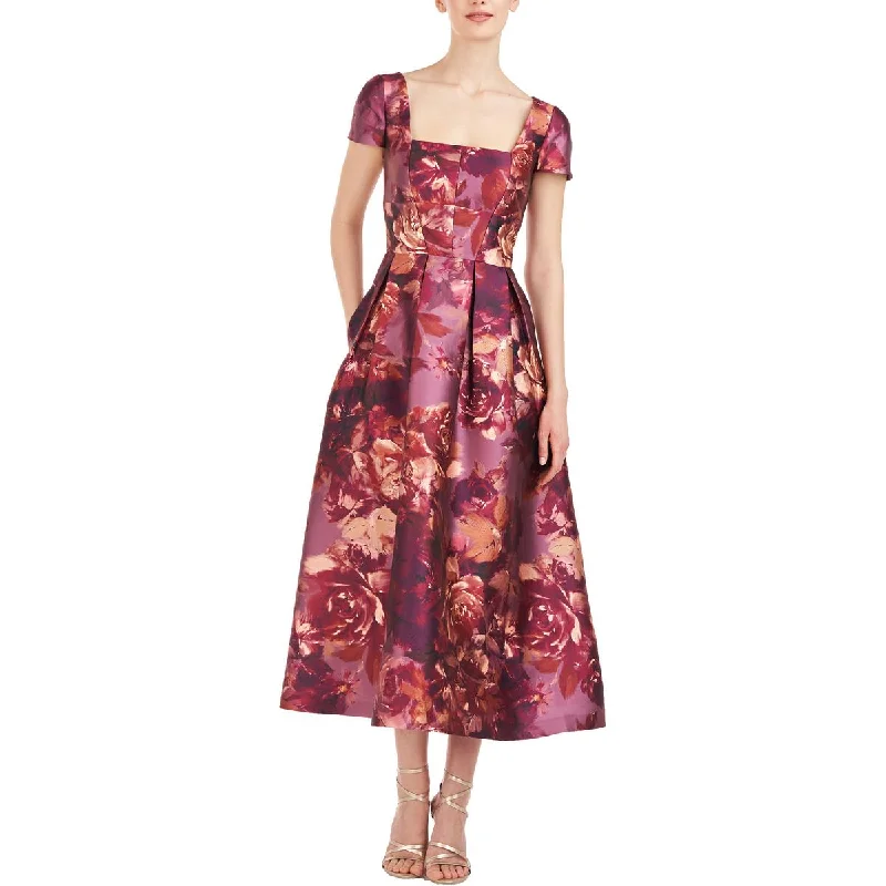 Mega Sale Kay Unger New York Womens Cap Sleeve Midi Cocktail And Party Dress