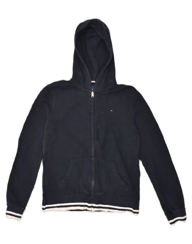 Can't Miss TOMMY HILFIGER Womens Zip Hoodie Sweater UK 14 Medium Navy Blue Cotton