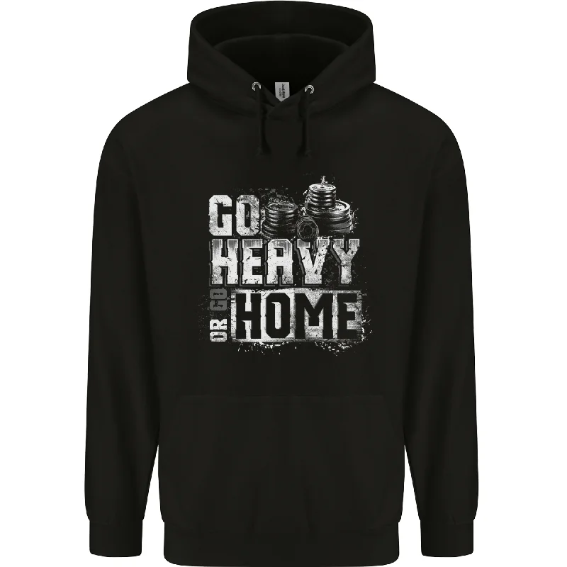 Super Deal Go Heavy or Go Home Gym Training Top Mens 80% Cotton Hoodie