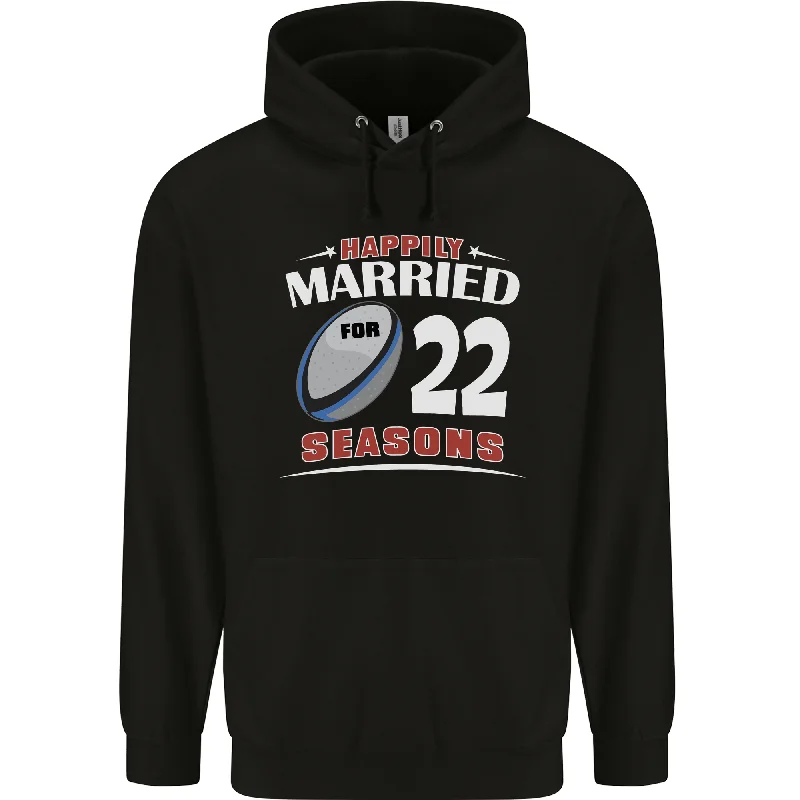 Early Access 22 Year Wedding Anniversary 22nd Rugby Mens 80% Cotton Hoodie