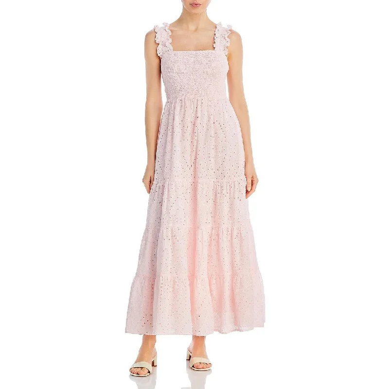 Final Markdown Lucy Paris Womens Eyelet Smocked Midi Dress