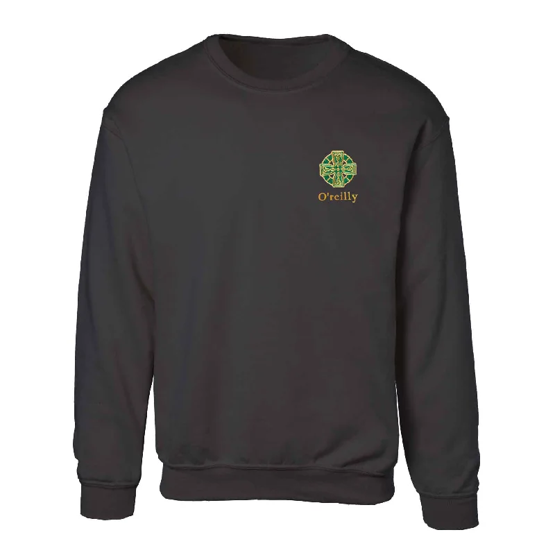 Online Only Celtic Cross Embroidered Personalized Sweatshirt- Black