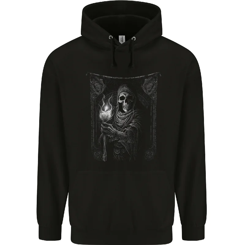 Early Access Gothic Grim Reaper Goth Heavy Metal Skull 12 Mens 80% Cotton Hoodie