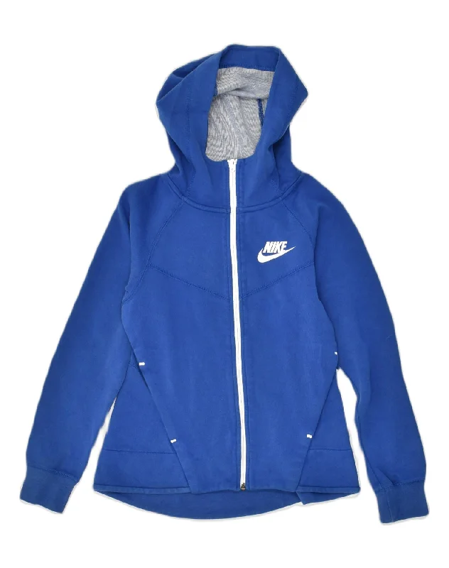 Unmissable Offer NIKE Womens Zip Hoodie Sweater UK 6 XS Blue Cotton
