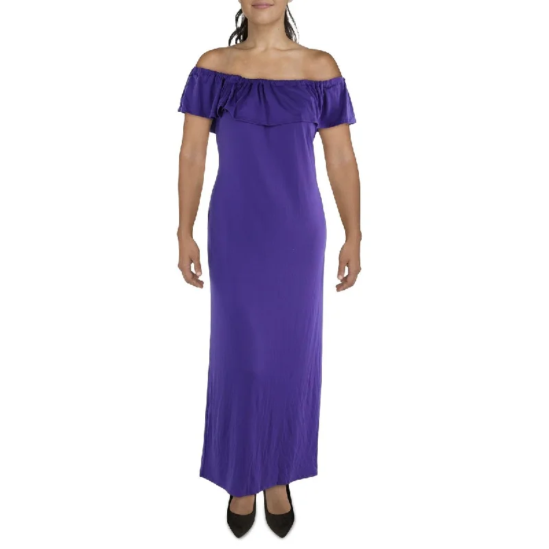 Super Deal 24seven Comfort Apparel Womens Plus Full Lengh Flutter Sleeve Maxi Dress