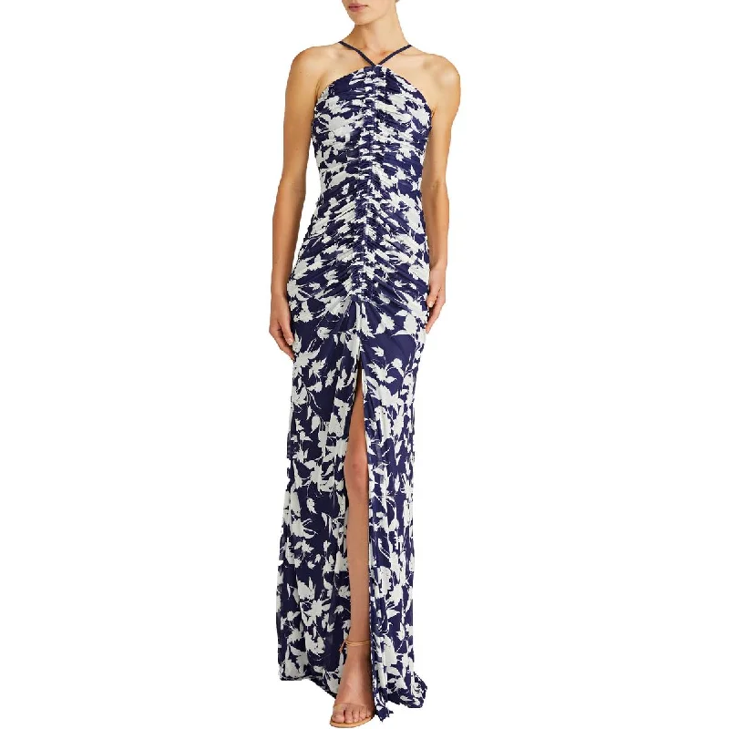 Discount Deals ML Monique Lhuillier Womens Ruched Full Length Evening Dress