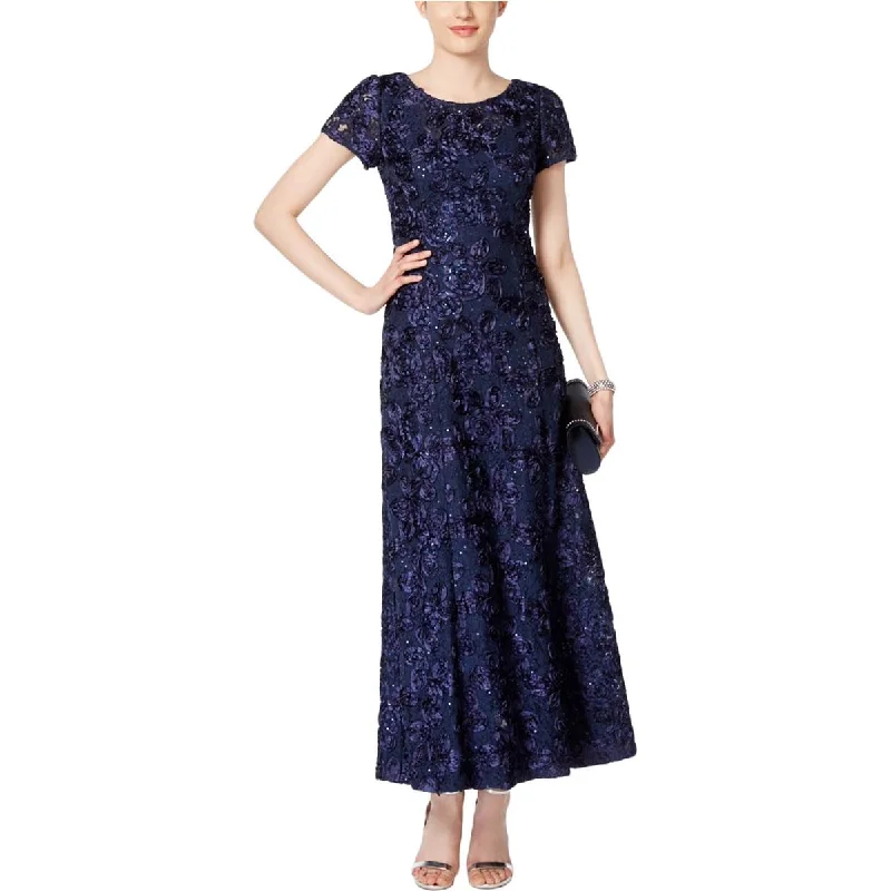 Low Prices Alex Evenings Womens Sequined Rosette Evening Dress