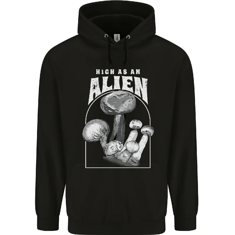 Act Now High as An Alien Magic Mushrooms LSD Trippy Mens 80% Cotton Hoodie