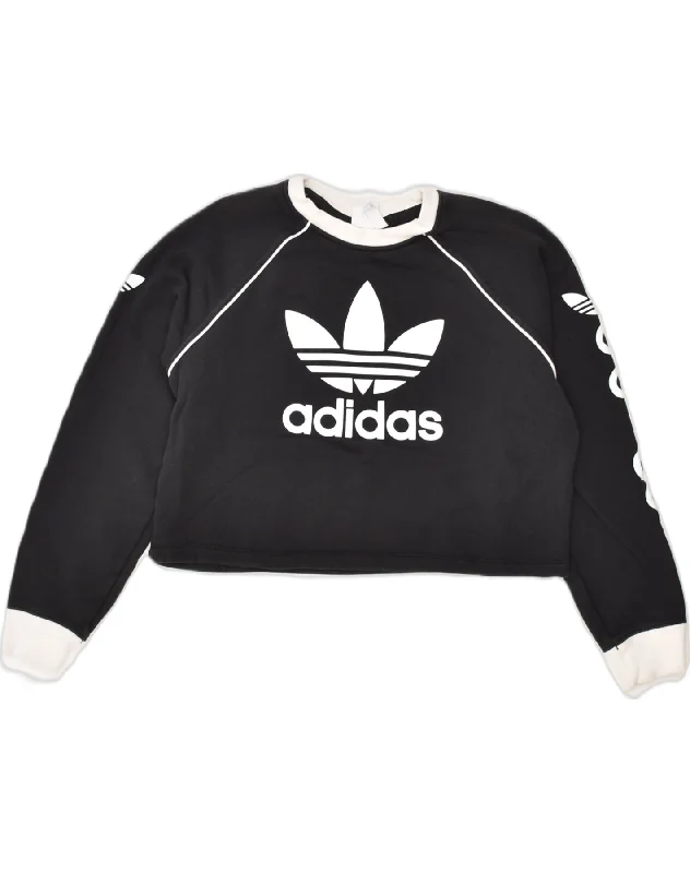 Time-Limited Offer ADIDAS Womens Graphic Crop Sweatshirt Jumper UK 12 Medium Black Cotton Time-Limited Offer ADIDAS Womens Graphic Crop Sweatshirt Jumper UK 12 Medium Black Cotton