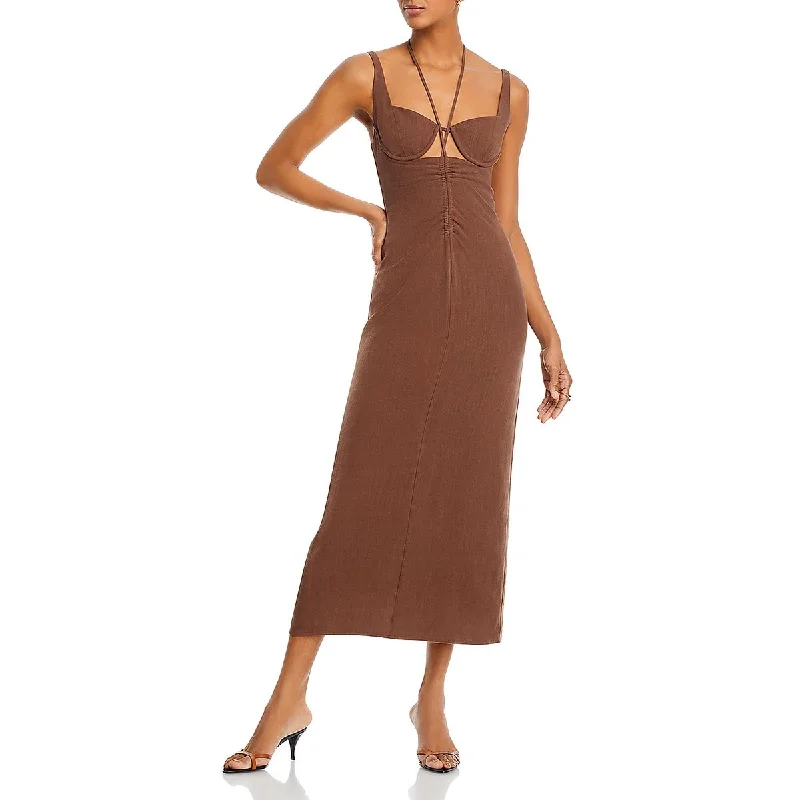 Best Bargains Fore Womens Cut-Out Tie-Neck Midi Dress