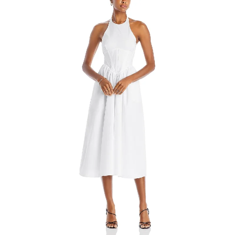 Daily Deals Bardot Womens Kylen Poplin Halter Midi Dress