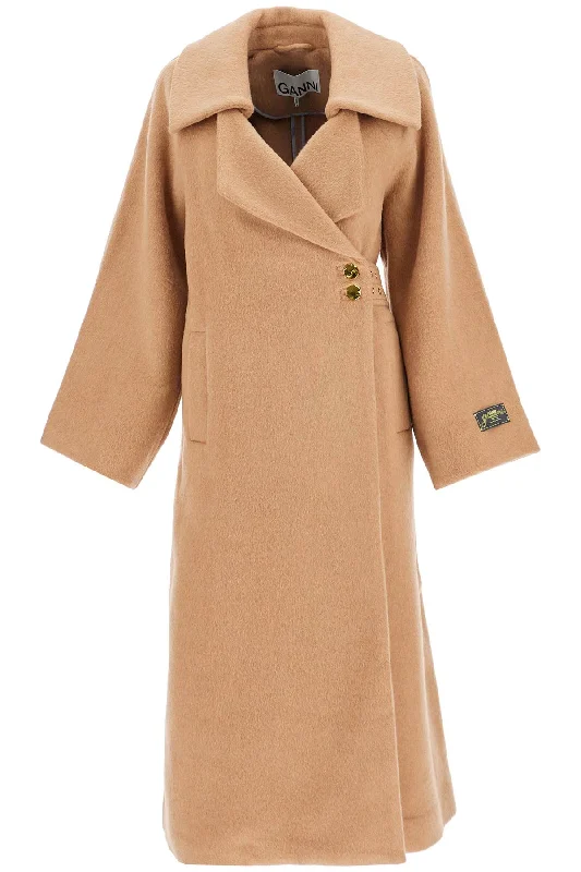 Reduced Prices Long Recycled Wool Coat  - Beige