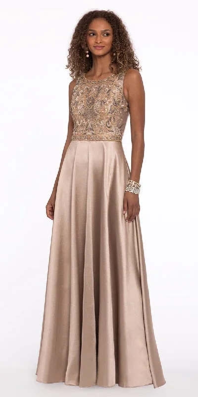 Clearance Sale Satin Beaded Portrait Neck A Line Dress