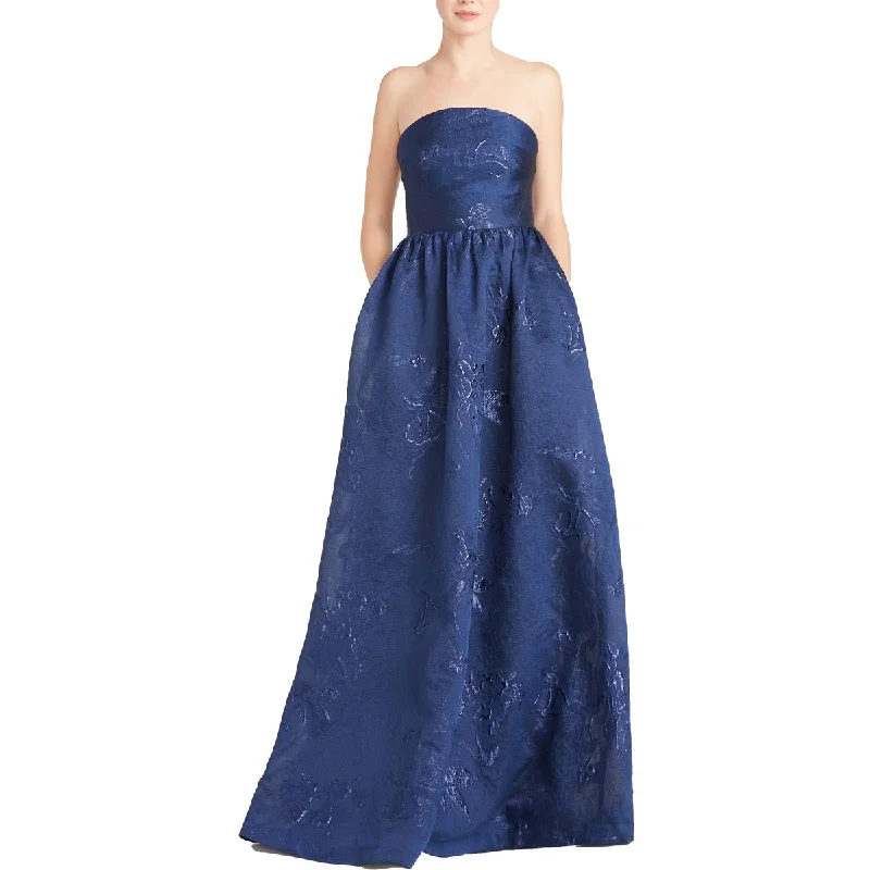 Savings Alert ML Monique Lhuillier Womens Metallic Full Length Evening Dress