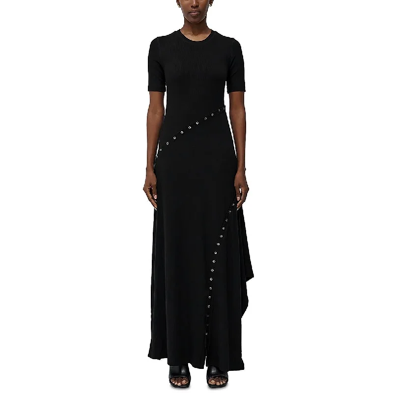 Overstock SIMKHAI Womens Full Length Ribbed Knit Maxi Dress