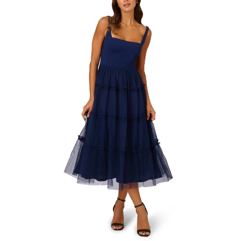 Reduced Prices Adrianna Papell Womens Tiered Mesh Fit & Flare Dress